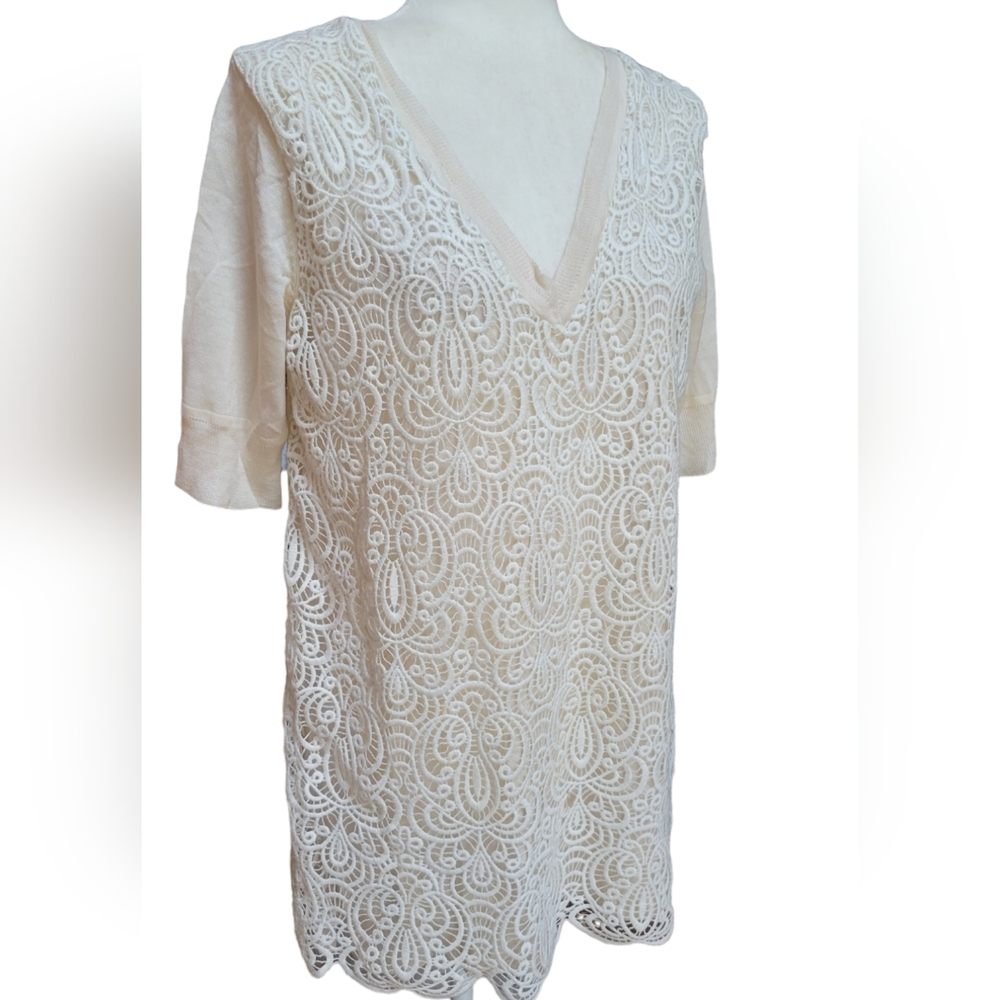 LELA ROSE LACE FRONT SWEATER - Picture 5 of 11